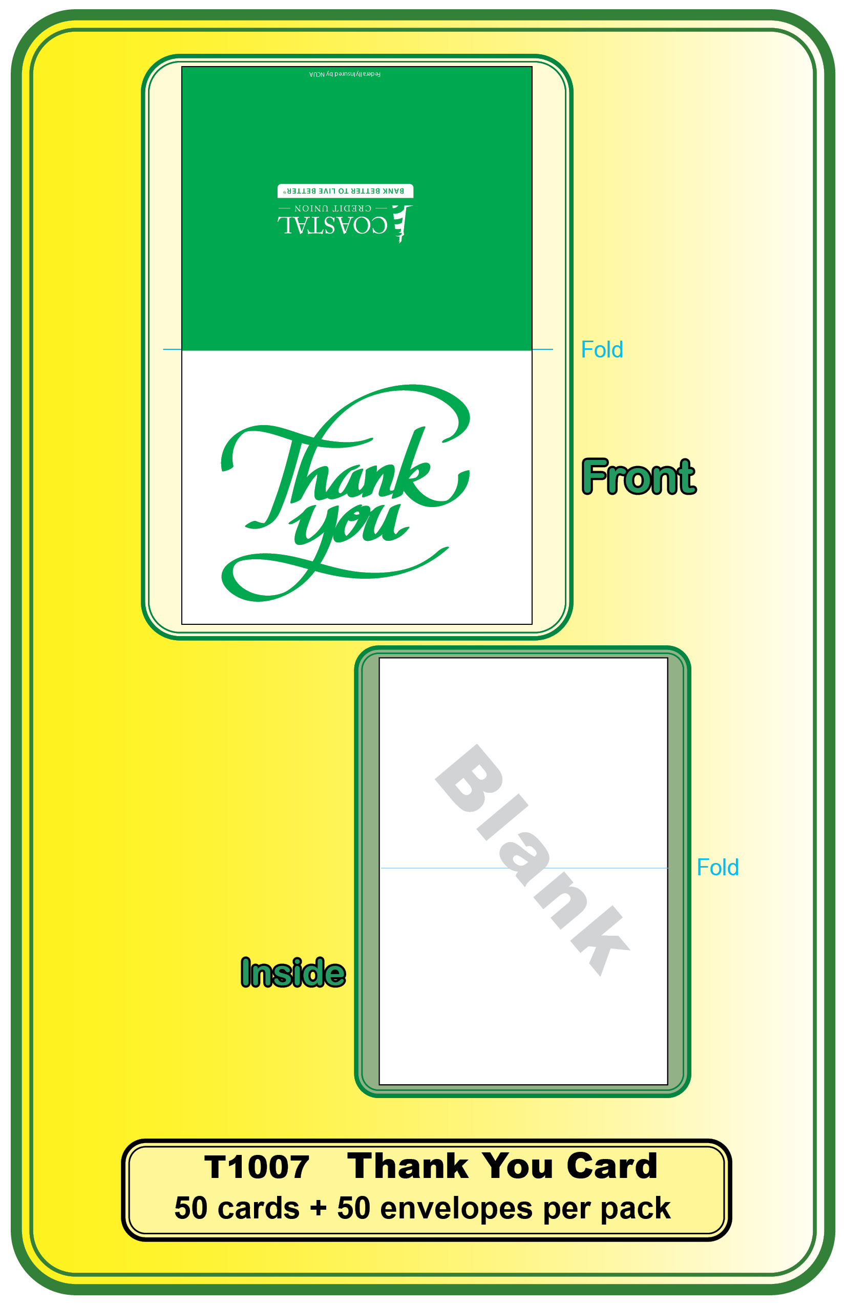 Thank You Card (with Envelopes) **<b>Order By: Pack of 50 cards + 50 envelopes<b>